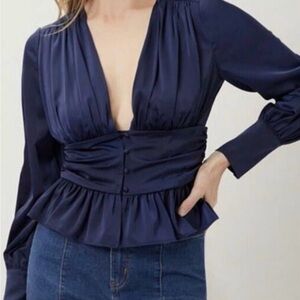 Jason Wu Satin Navy Blouse
